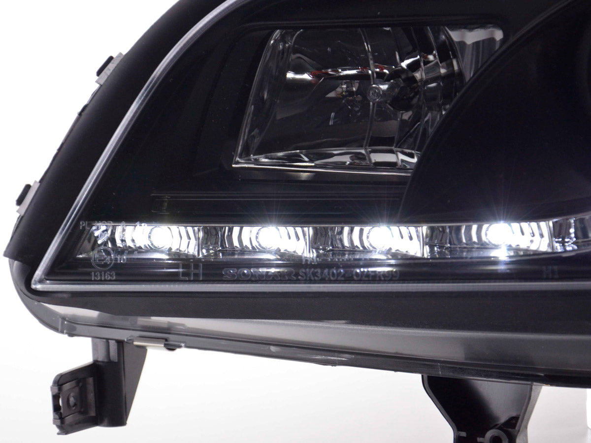 Scheinwerfer Set Daylight LED TFL-Optik Opel Zafira A 99-04 schwarz Scheinwerfer Set Daylight LED TFL-Optik Opel Zafira A 99-04 schwarz